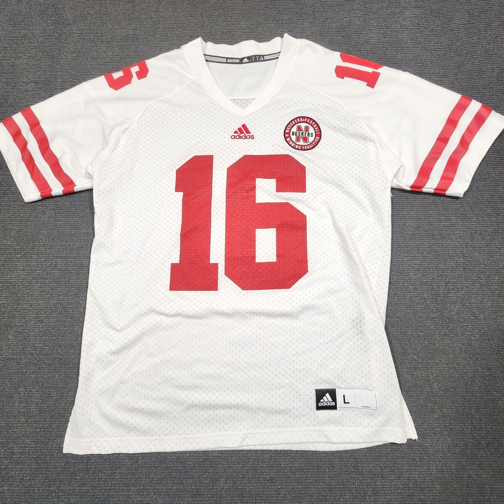 Adidas Nebraska Huskers Football Jersey Mens Large White Red #16